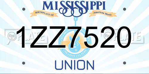 1ZZ7520 Mississippi License Plate