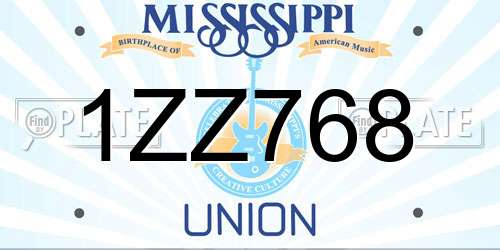 1ZZ768 Mississippi License Plate