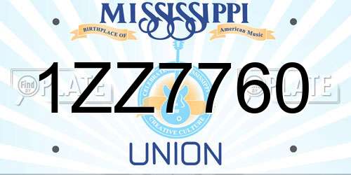 1ZZ7760 Mississippi License Plate
