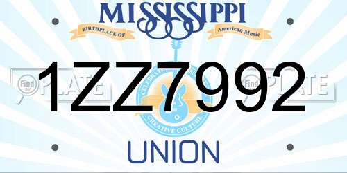 1ZZ7992 Mississippi License Plate
