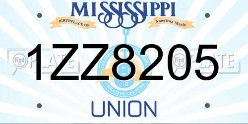 1ZZ8205 Mississippi License Plate