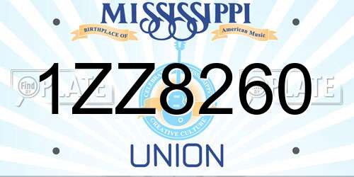 1ZZ8260 Mississippi License Plate