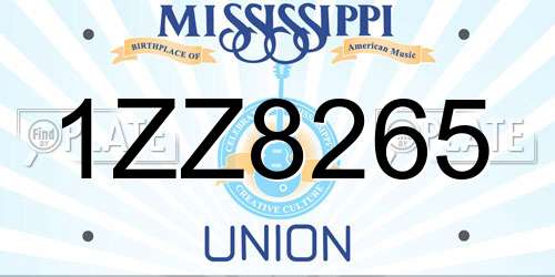 1ZZ8265 Mississippi License Plate