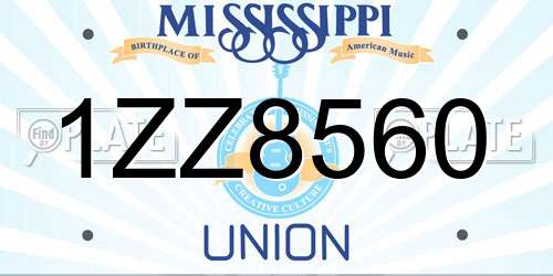 1ZZ8560 Mississippi License Plate