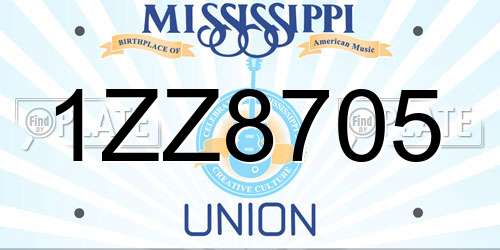 1ZZ8705 Mississippi License Plate