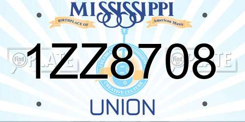 1ZZ8708 Mississippi License Plate