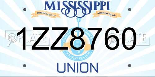 1ZZ8760 Mississippi License Plate