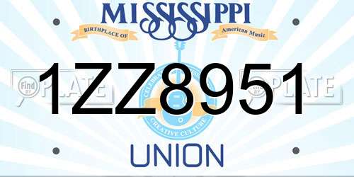 1ZZ8951 Mississippi License Plate