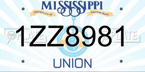 1ZZ8981 Mississippi License Plate