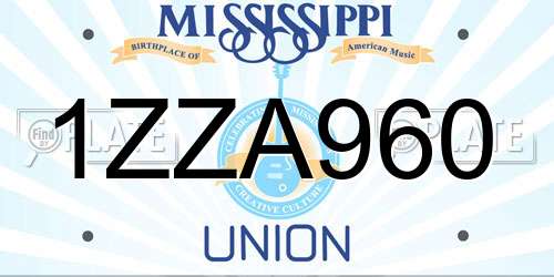 1ZZA960 Mississippi License Plate