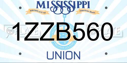 1ZZB560 Mississippi License Plate