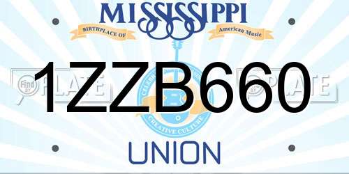 1ZZB660 Mississippi License Plate
