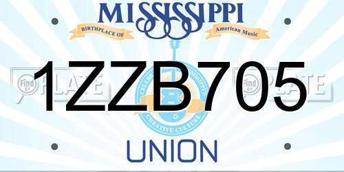 1ZZB705 Mississippi License Plate