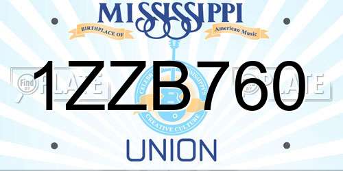 1ZZB760 Mississippi License Plate