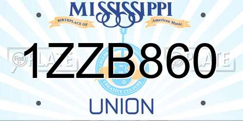 1ZZB860 Mississippi License Plate