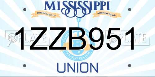 1ZZB951 Mississippi License Plate