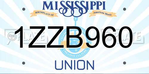 1ZZB960 Mississippi License Plate