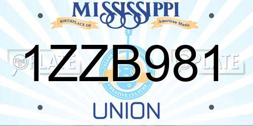 1ZZB981 Mississippi License Plate
