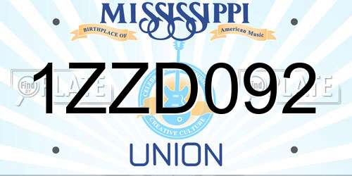 1ZZD092 Mississippi License Plate