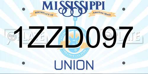 1ZZD097 Mississippi License Plate