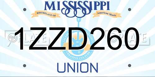 1ZZD260 Mississippi License Plate