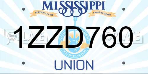1ZZD760 Mississippi License Plate