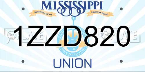 1ZZD820 Mississippi License Plate