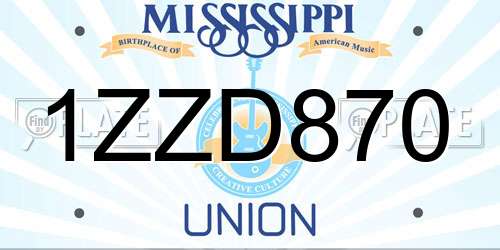 1ZZD870 Mississippi License Plate