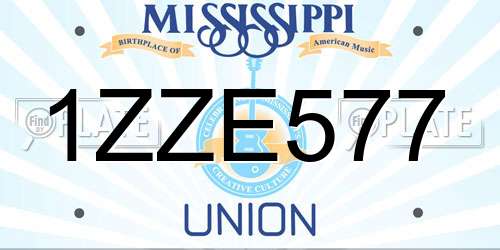 1ZZE577 Mississippi License Plate