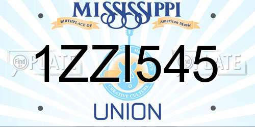1ZZI545 Mississippi License Plate