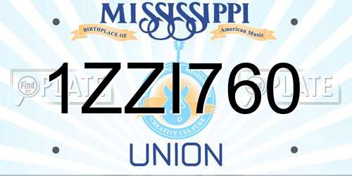 1ZZI760 Mississippi License Plate