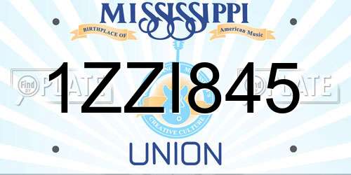 1ZZI845 Mississippi License Plate