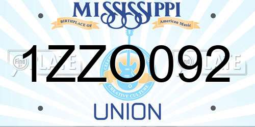 1ZZO092 Mississippi License Plate
