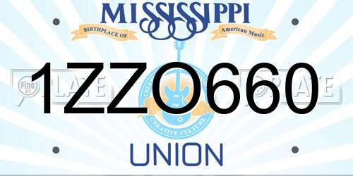 1ZZO660 Mississippi License Plate
