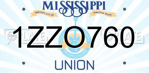 1ZZO760 Mississippi License Plate