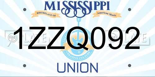 1ZZQ092 Mississippi License Plate