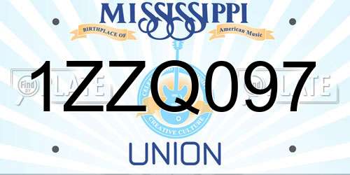 1ZZQ097 Mississippi License Plate