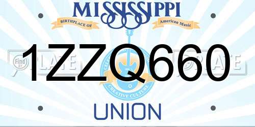 1ZZQ660 Mississippi License Plate