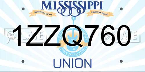 1ZZQ760 Mississippi License Plate