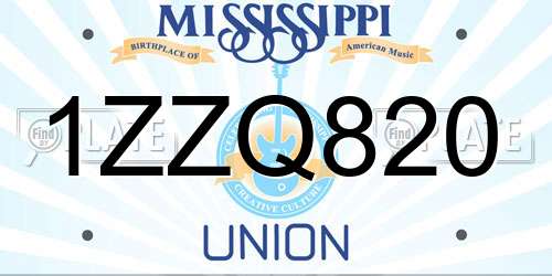 1ZZQ820 Mississippi License Plate