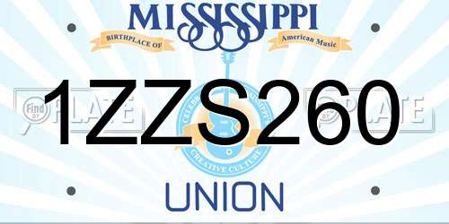 1ZZS260 Mississippi License Plate