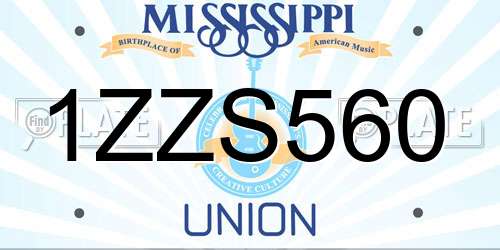 1ZZS560 Mississippi License Plate