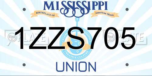 1ZZS705 Mississippi License Plate