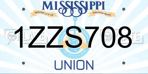 1ZZS708 Mississippi License Plate