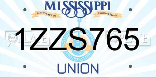 1ZZS765 Mississippi License Plate