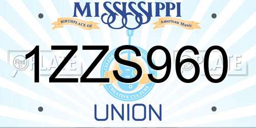 1ZZS960 Mississippi License Plate