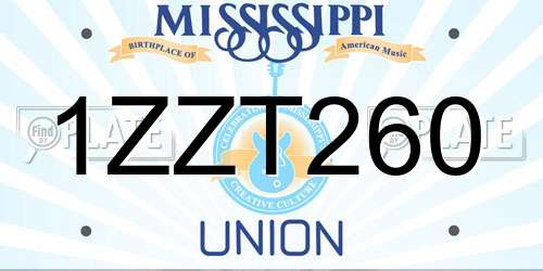 1ZZT260 Mississippi License Plate