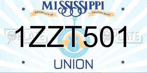 1ZZT501 Mississippi License Plate