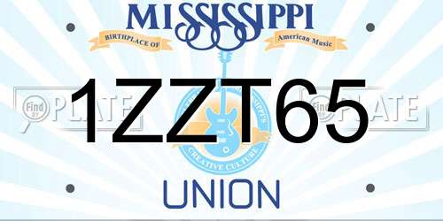 1ZZT65 Mississippi License Plate