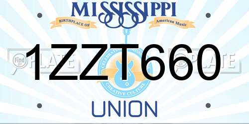 1ZZT660 Mississippi License Plate
